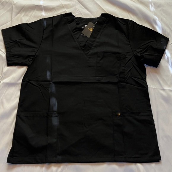 Women's Scrub Top Bundle Blue, Black, Cream With Green Uniform Set - Picture 7 of 11